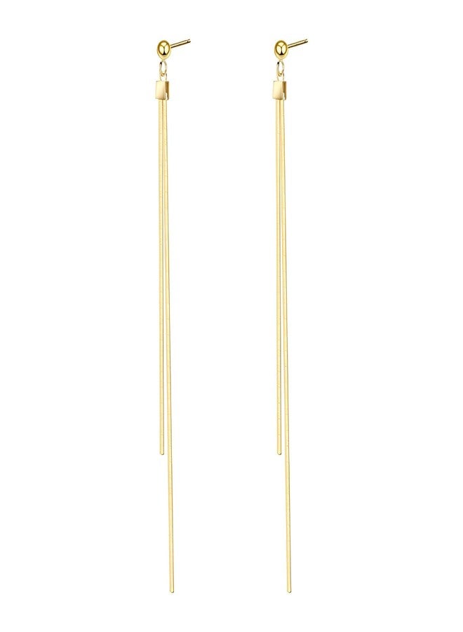 OLARCU Long Gold Dainty Dangle drop Minimalist Tassel Earrings for Women (Gold) - Image 1